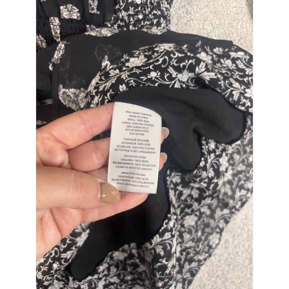 Joie Womens 100% Silk Long Sleeve Short Dress Black White Size‎ Small Lined - Picture 9 of 10